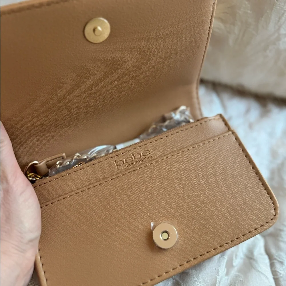 572. bebe Celia Monogram Flap Crossbody Bag Beige‎ NWT $79 MSRP